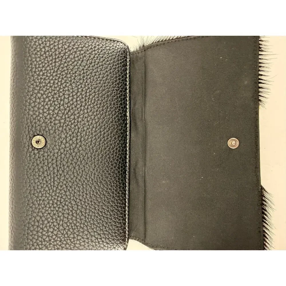Trinity Ranch Black Hair On Hide Turquoise Southwestern Zip Around Wallet 7x4